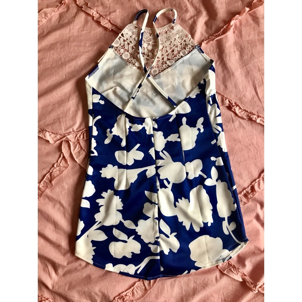 COPY - Short beach floral crochet cross back dress size S